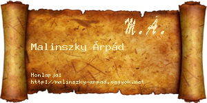 Malinszky Árpád névjegykártya